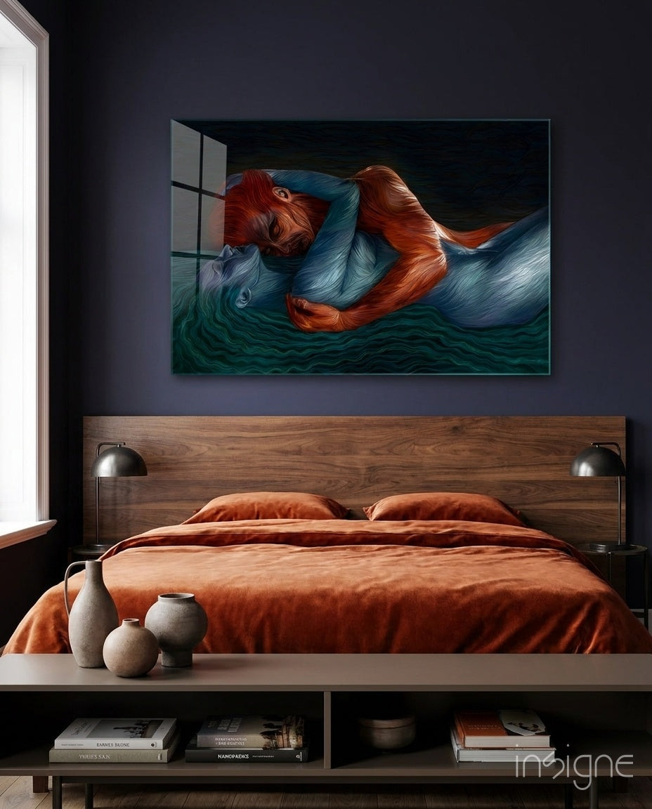 Water And Fire Glass Wall Art