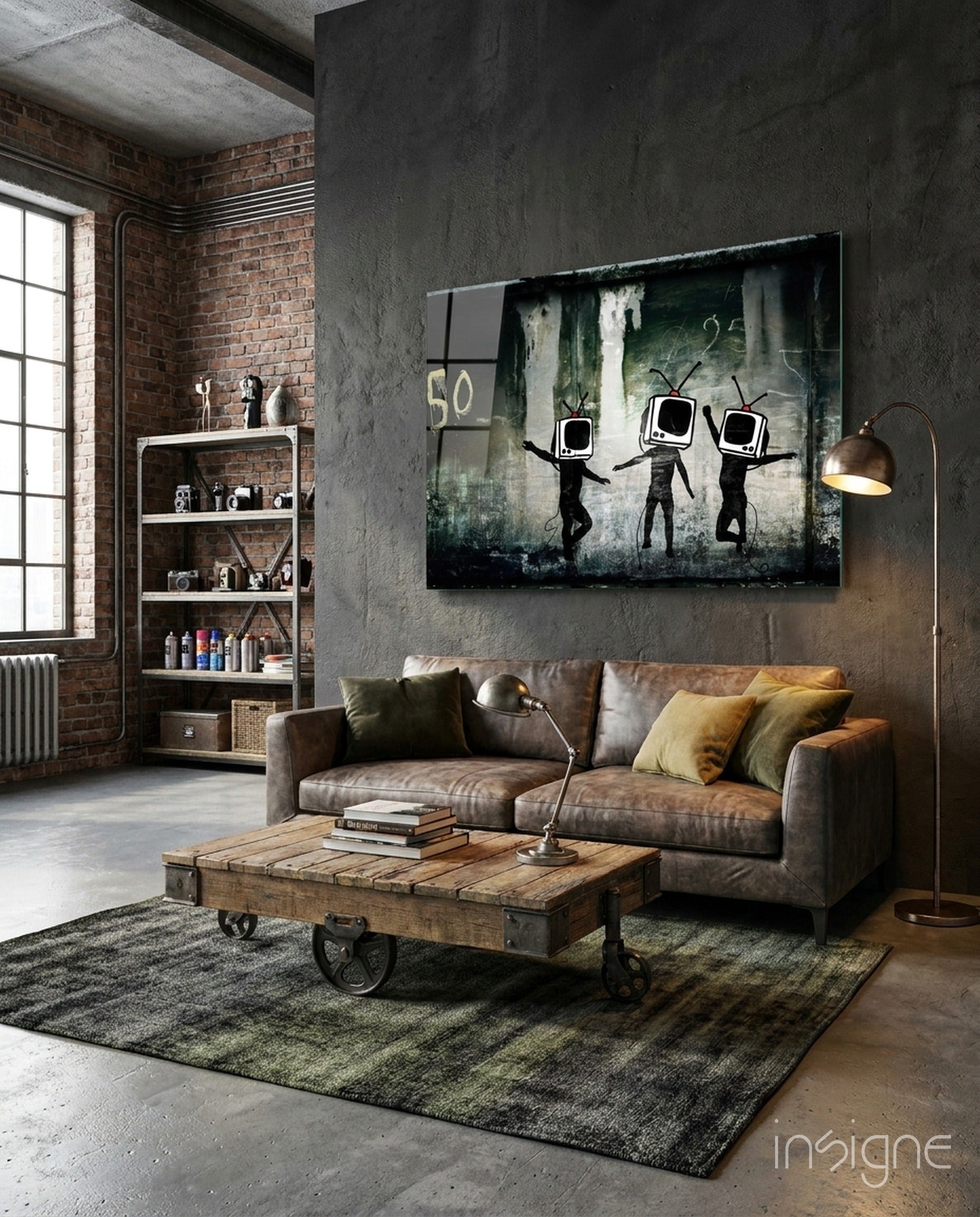 TV Heads Glass Art