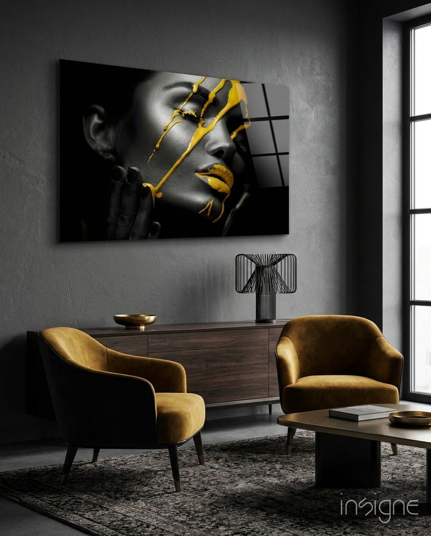 Yellow Paint Glass Art