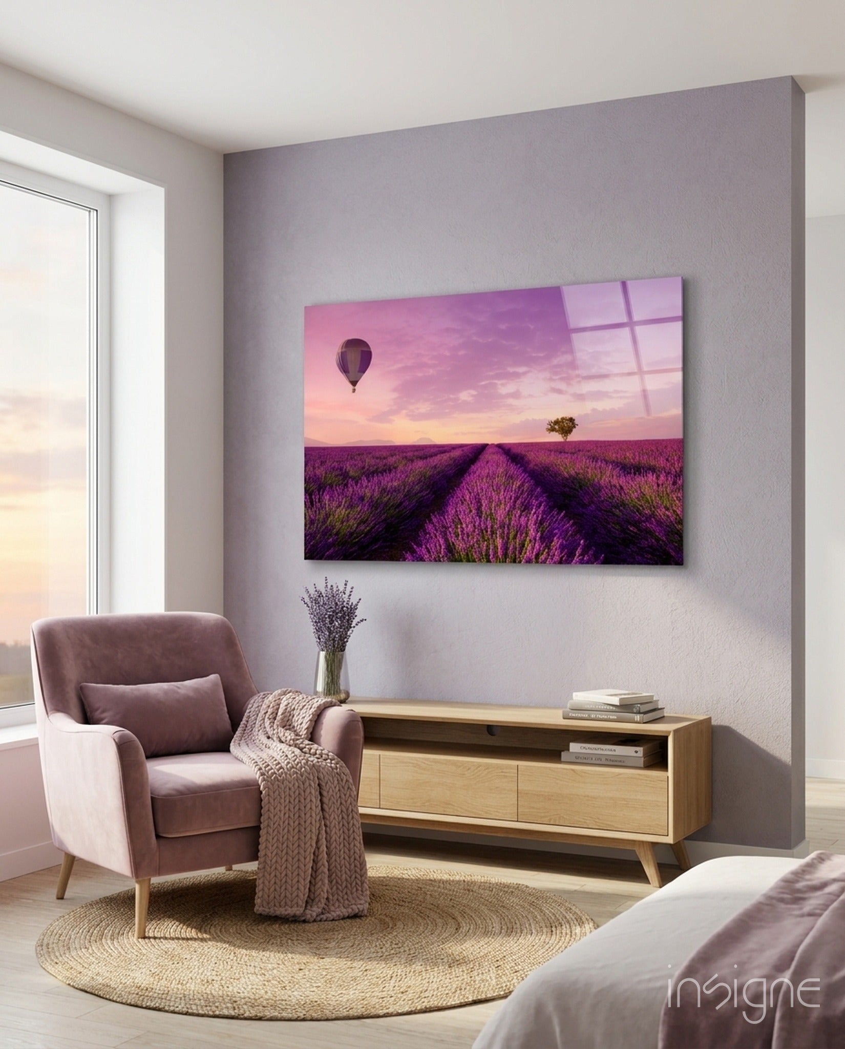 Lavender and Balloon Glass Art