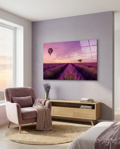 Lavender and Balloon Glass Art