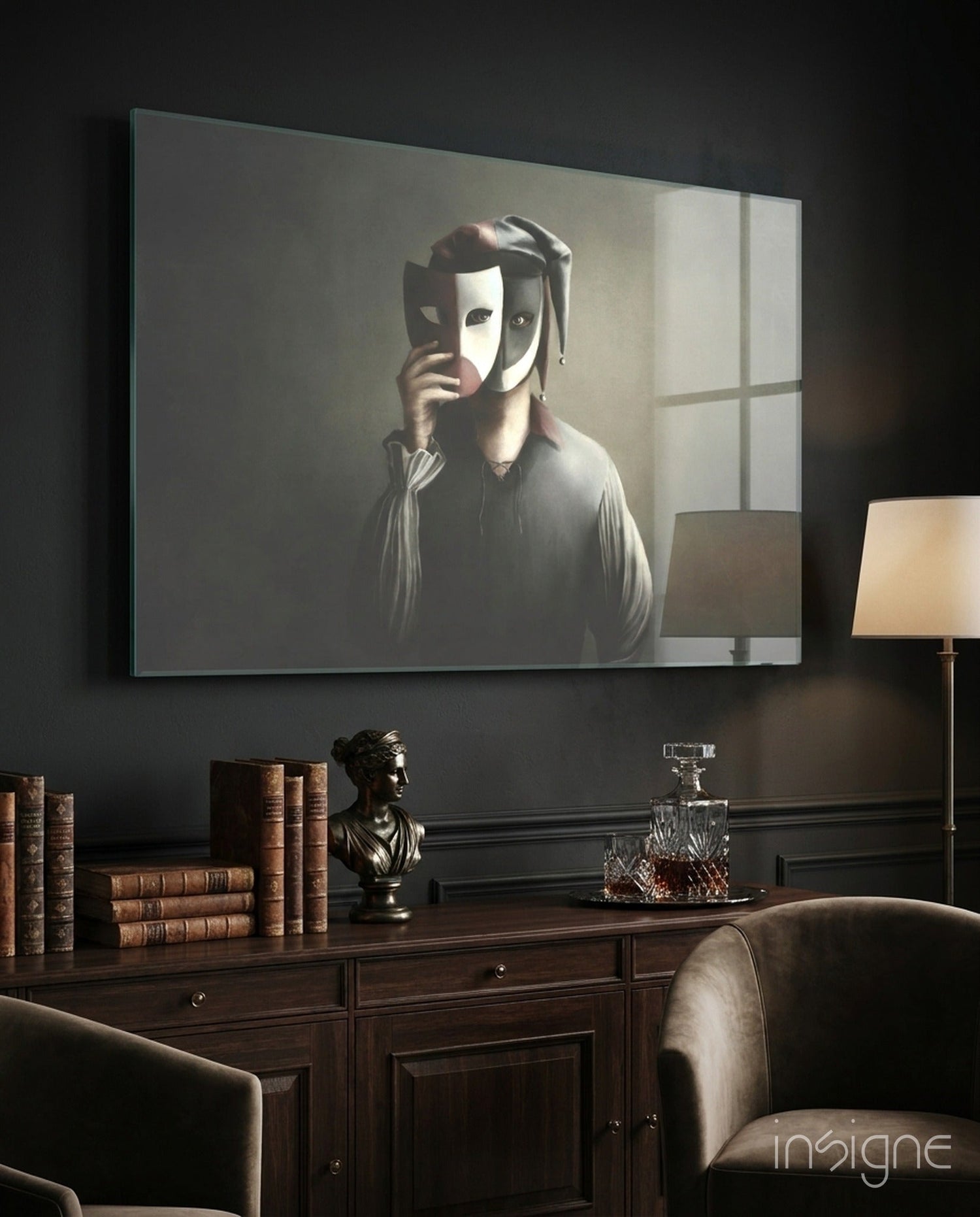 Masks Glass Wall Art