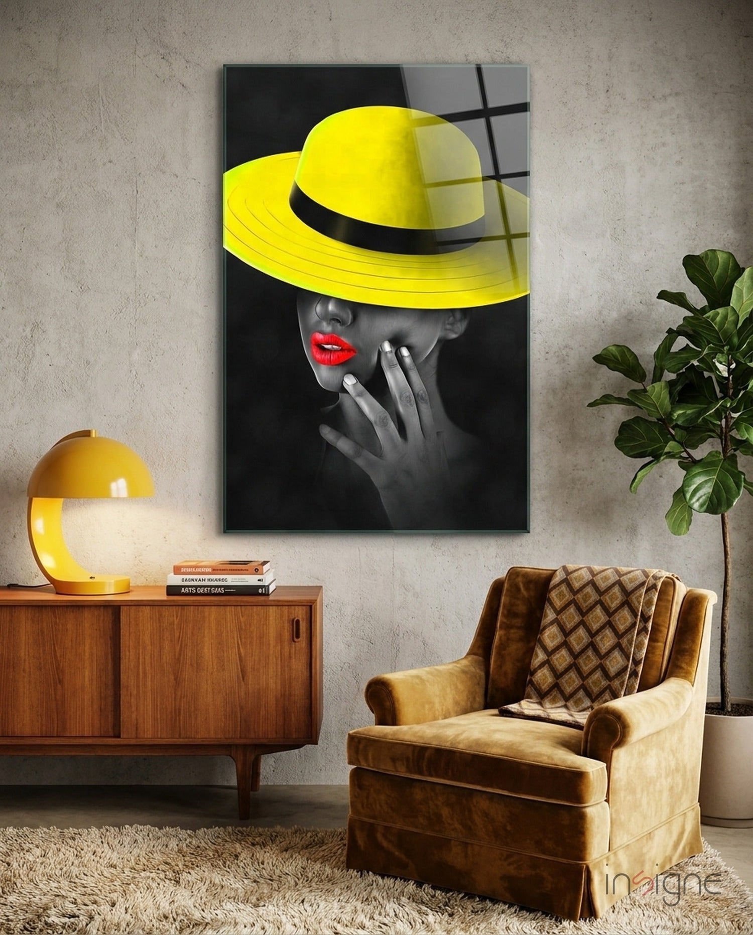 Yellow Hat Glass Wall Art