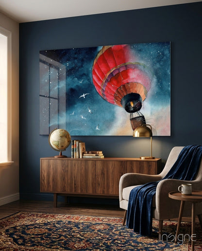 Baloon to the Moon Glass Wall Art