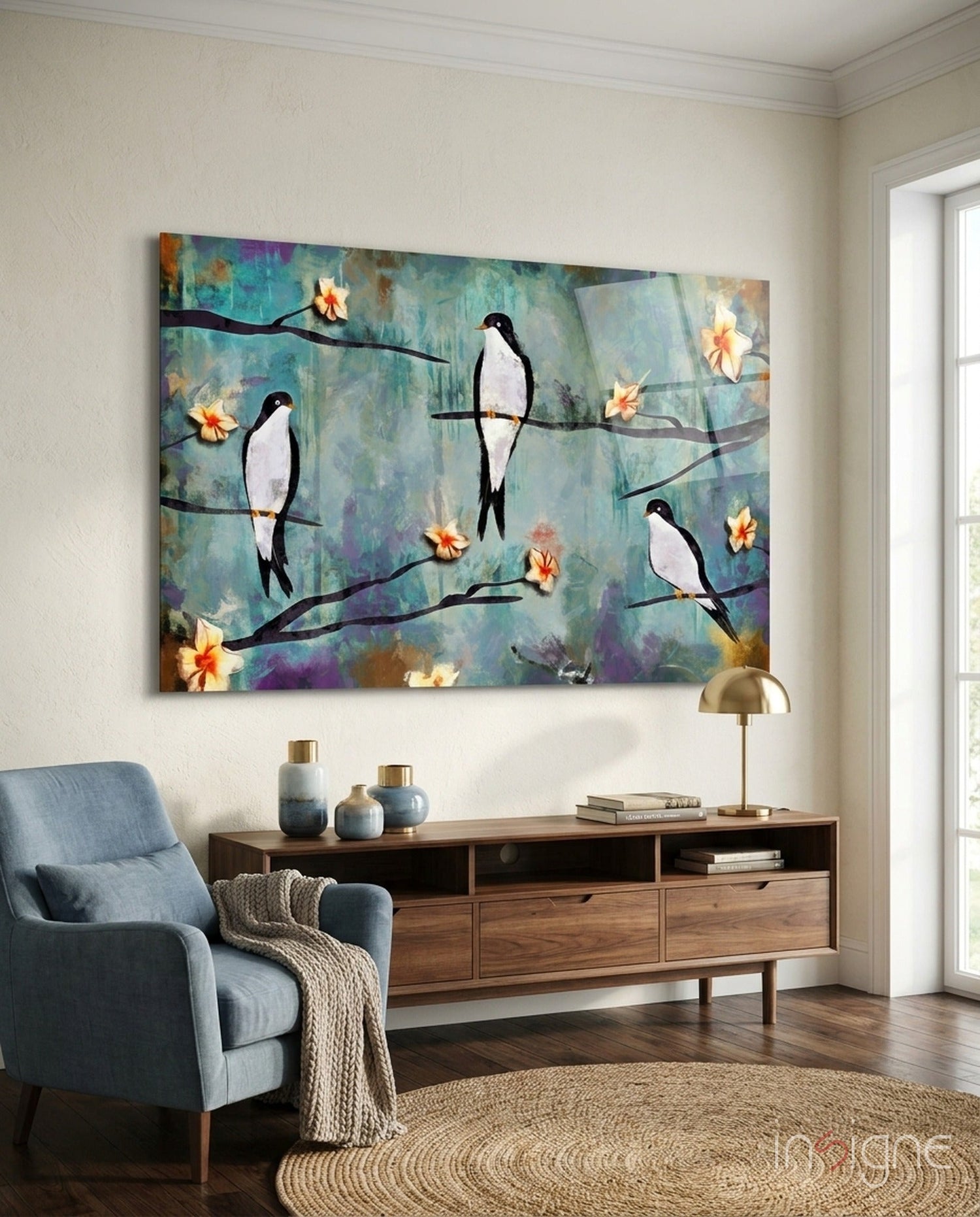 Birds of a Dream Glass Wall Art