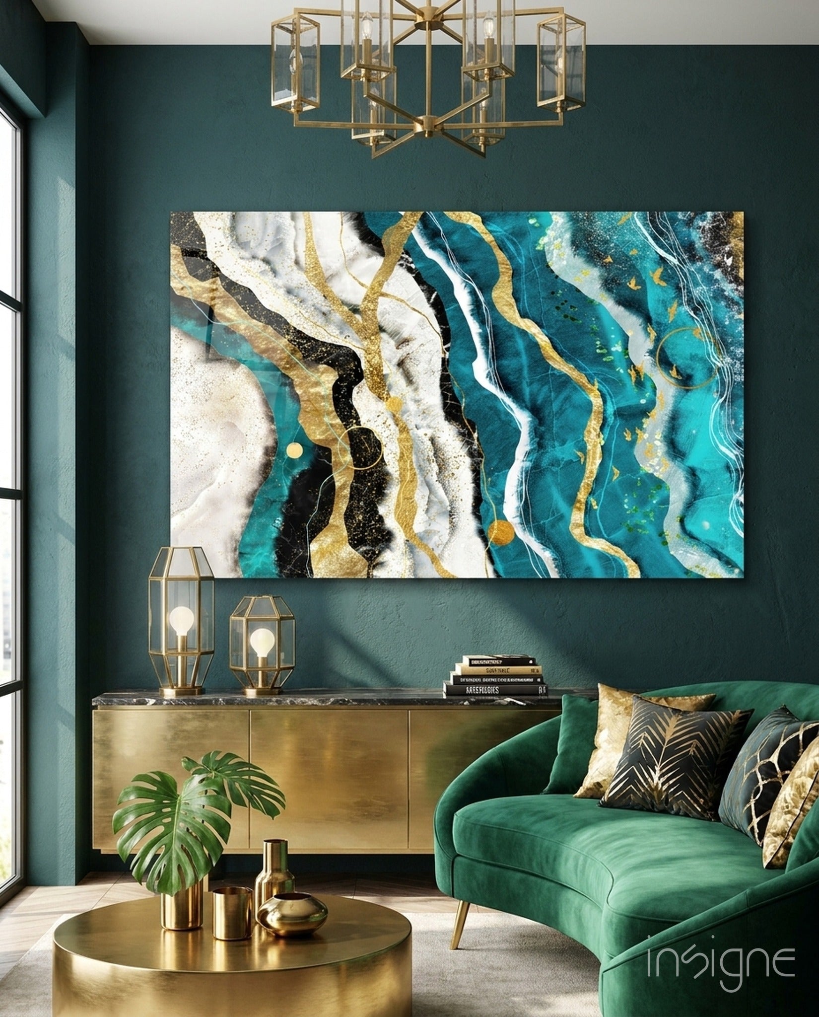 Marble Waves Glass Wall Art