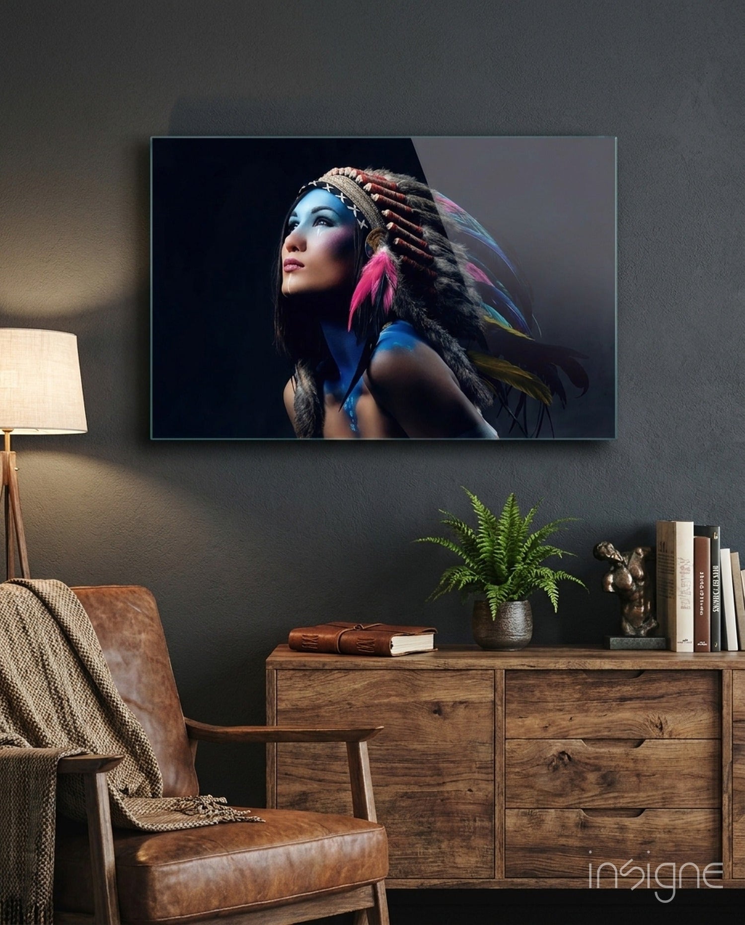 Red Indian Glass Wall Art