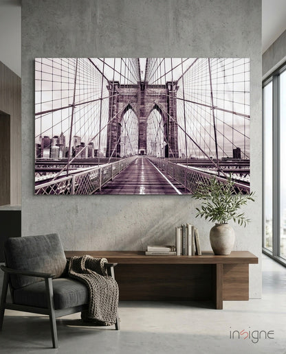 Vintage Bridge Walkway Symmetry Glass Wall Art