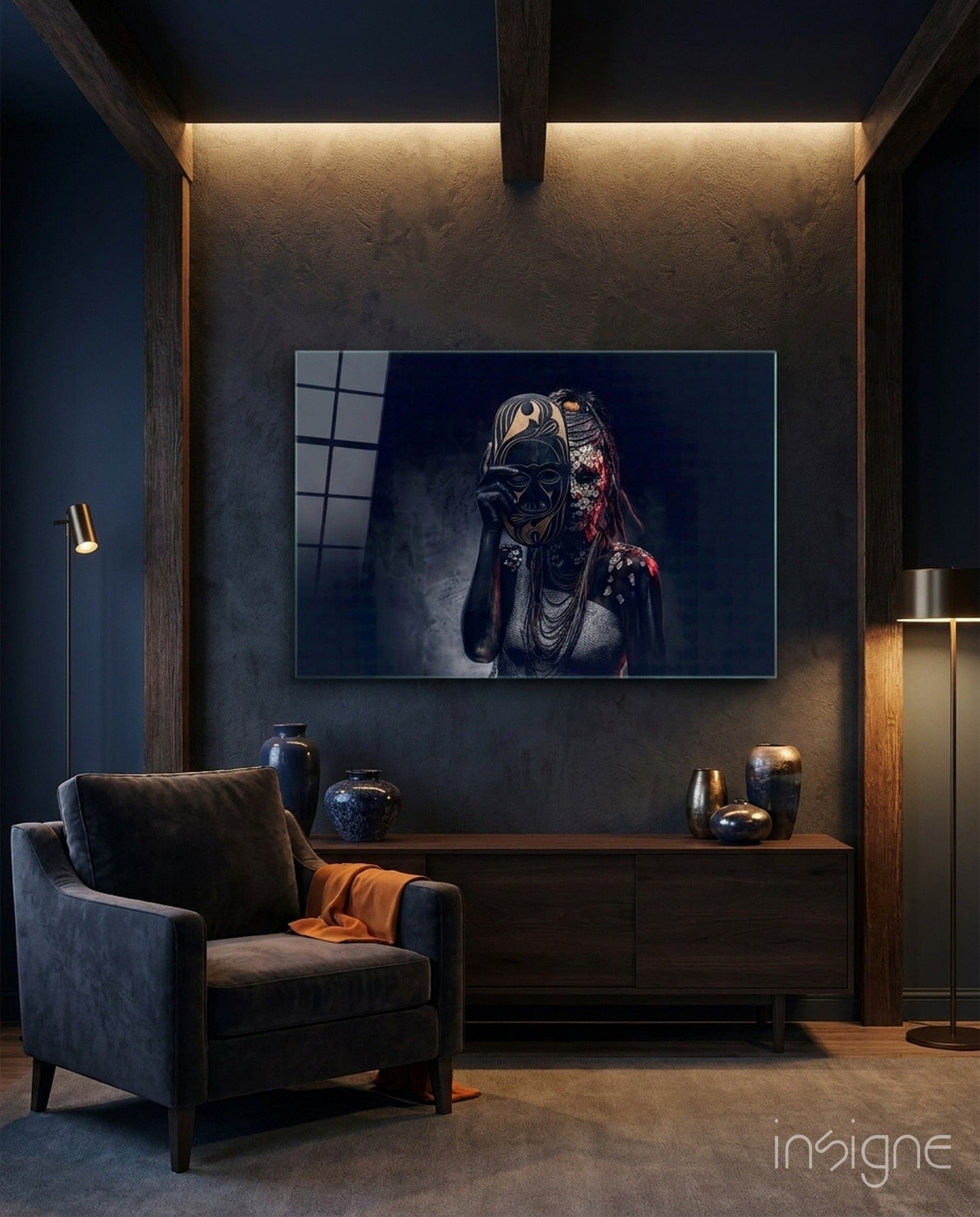 Behind the Mask Glass Wall Art