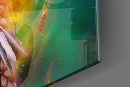 Vibrant Rainbow Lion Glass Wall Art