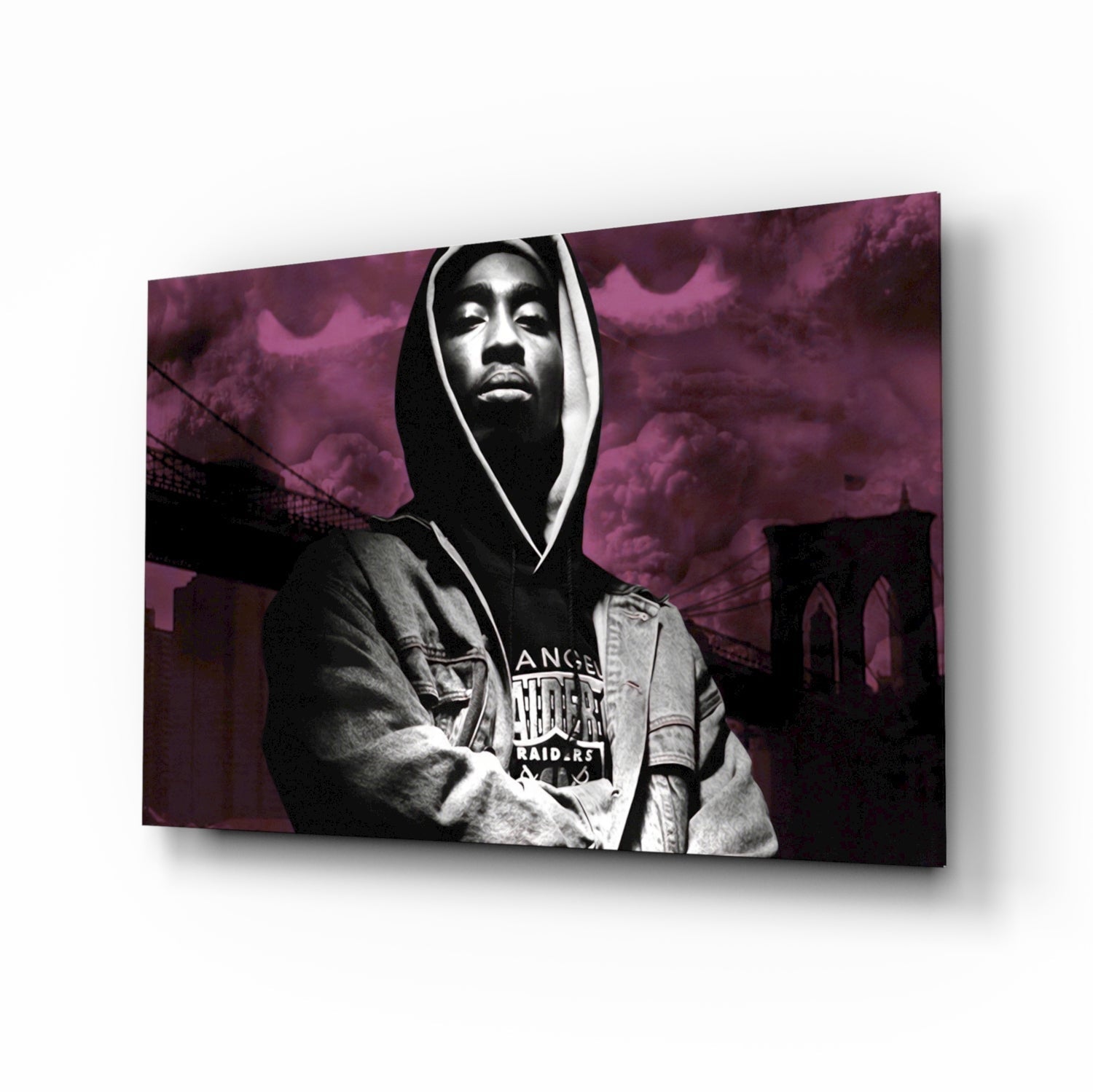 Hooded Rapper By Bridge Pink Haze Glass Wall Art