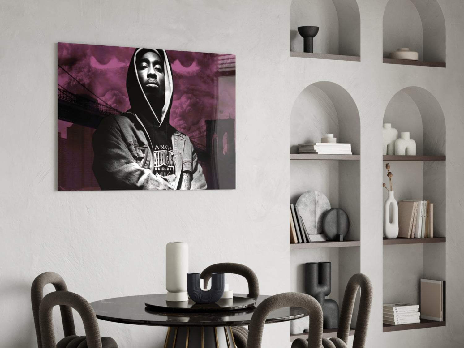 Hooded Rapper By Bridge Pink Haze Glass Wall Art