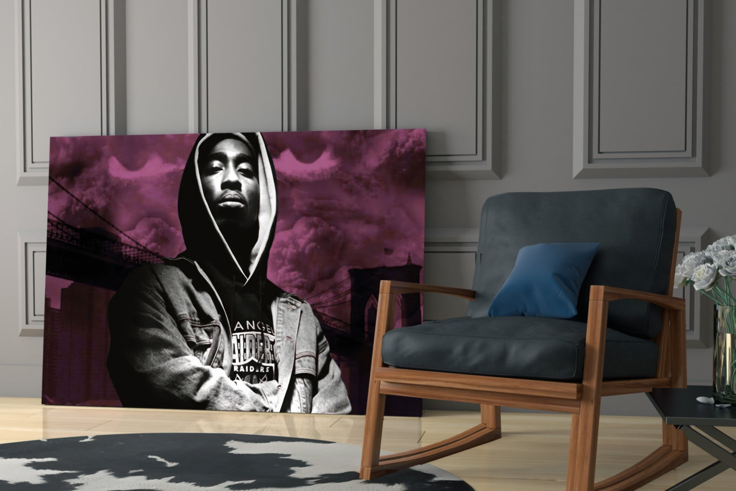 Hooded Rapper By Bridge Pink Haze Glass Wall Art