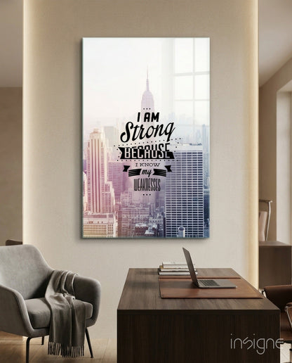 I am Strong Glass Wall Art