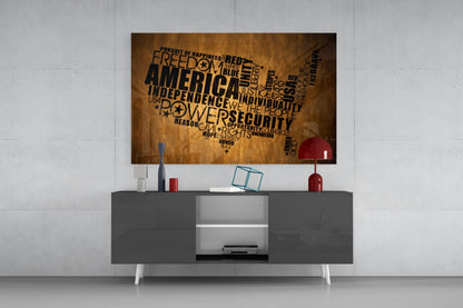 USA Map Glass Wall Art