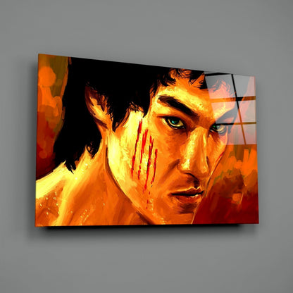 Fiery Orange Claw Scratch Fighter Glass Wall Art