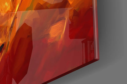 Fiery Orange Claw Scratch Fighter Glass Wall Art
