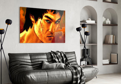 Fiery Orange Claw Scratch Fighter Glass Wall Art