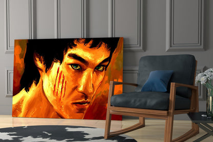 Fiery Orange Claw Scratch Fighter Glass Wall Art