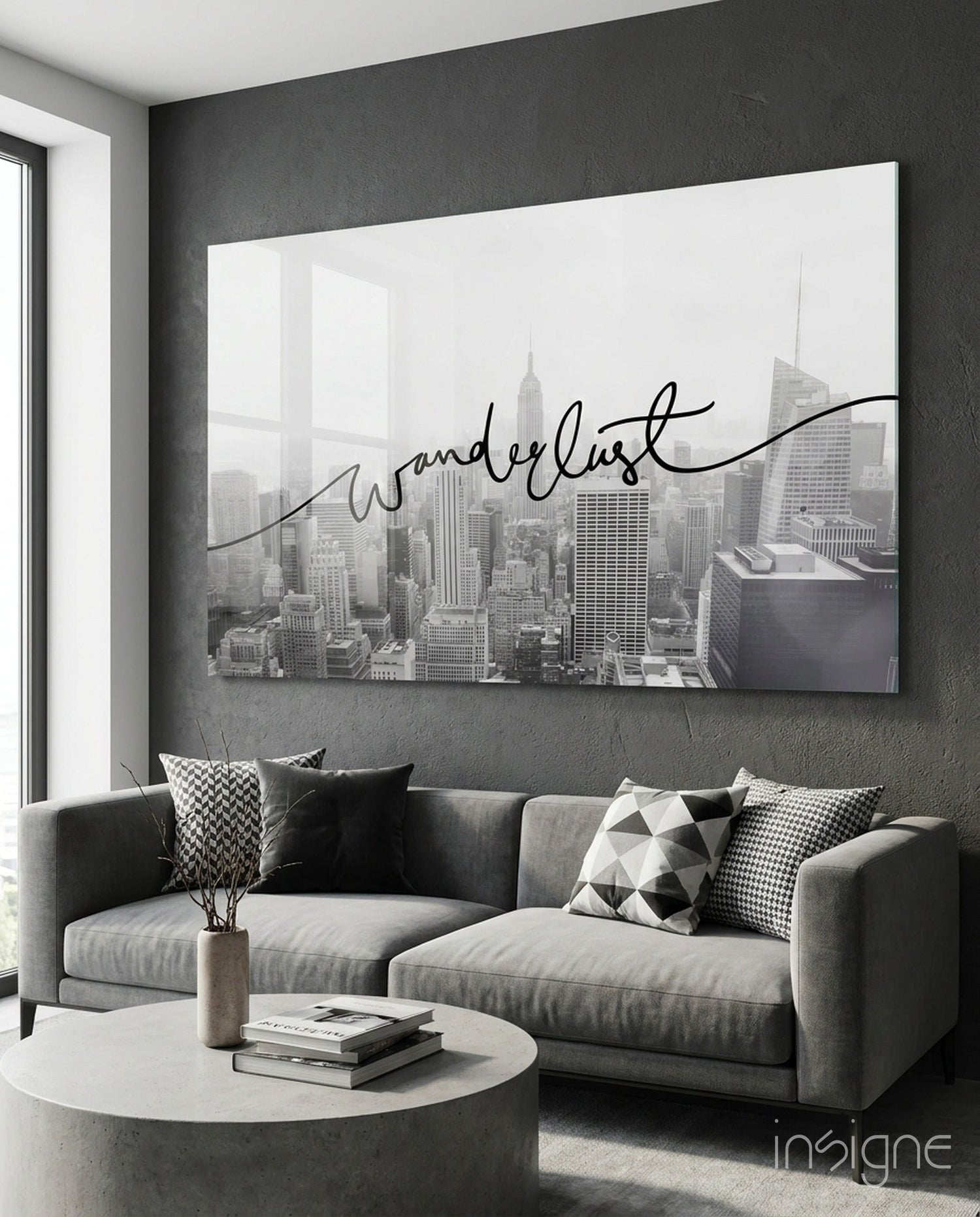 Black And White Skyline Wanderlust Glass Wall Art