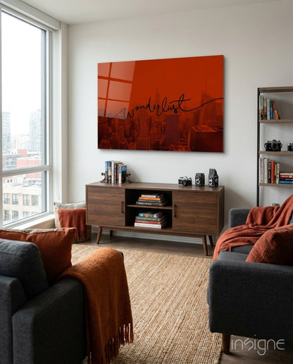 Deep Red City Haze Wanderlust Glass Wall Art