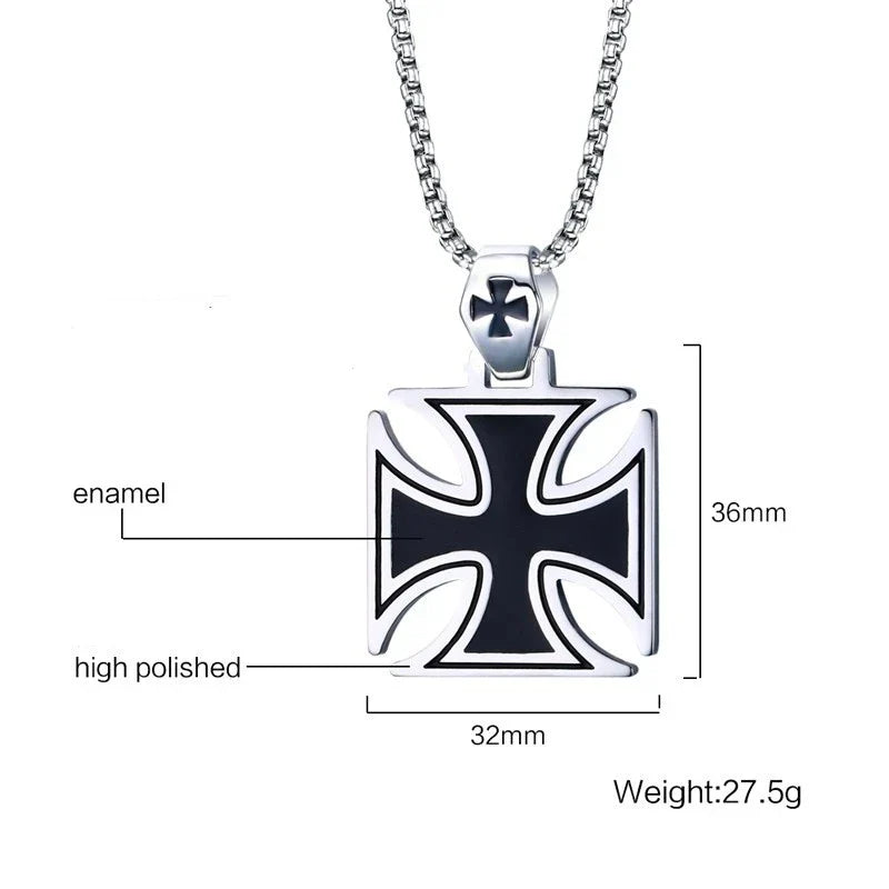 Retro Templar Cross Pendant Necklace