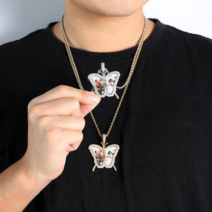 Custom Photo Butterfly Shape Necklace Pendant