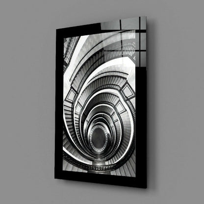 Spiral Staircase Looking Down Glass Wall Art