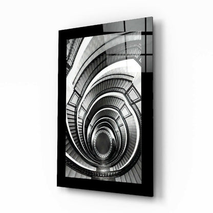 Spiral Staircase Looking Down Glass Wall Art