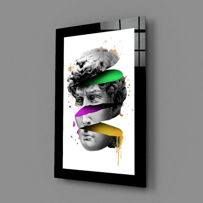 Sliced Marble Head Color Bands Glass Wall Art
