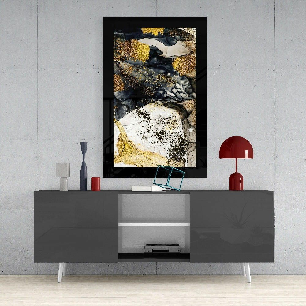 Gold Powder Graphite Glass Wall Art