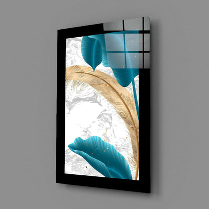 Turquoise Gold Leaf Glass Wall Art