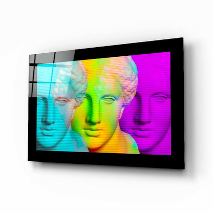 Neon Gradient Triple Bust Trio Glass Wall Art