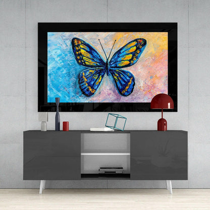 Colorful Butterfly Glass Wall Art