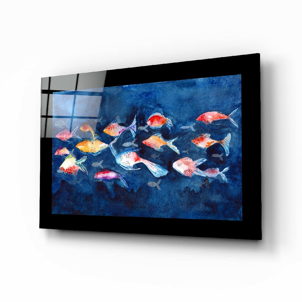 Colorful Fishes Glass Wall Art