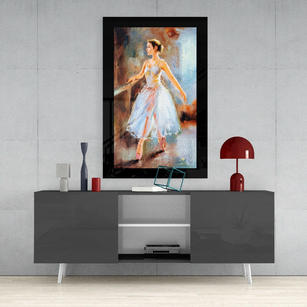 Oil Painted Barre Ballerina Glass Wall Art