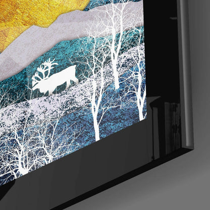 Golden Mountains Glass Wall Art