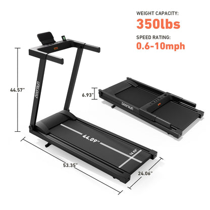 DeerRun All-New 2026 A1 Pro Move+ Smart Foldable Treadmill with 6% Incline &amp; NFC | 350 lbs, 10 mph, Black