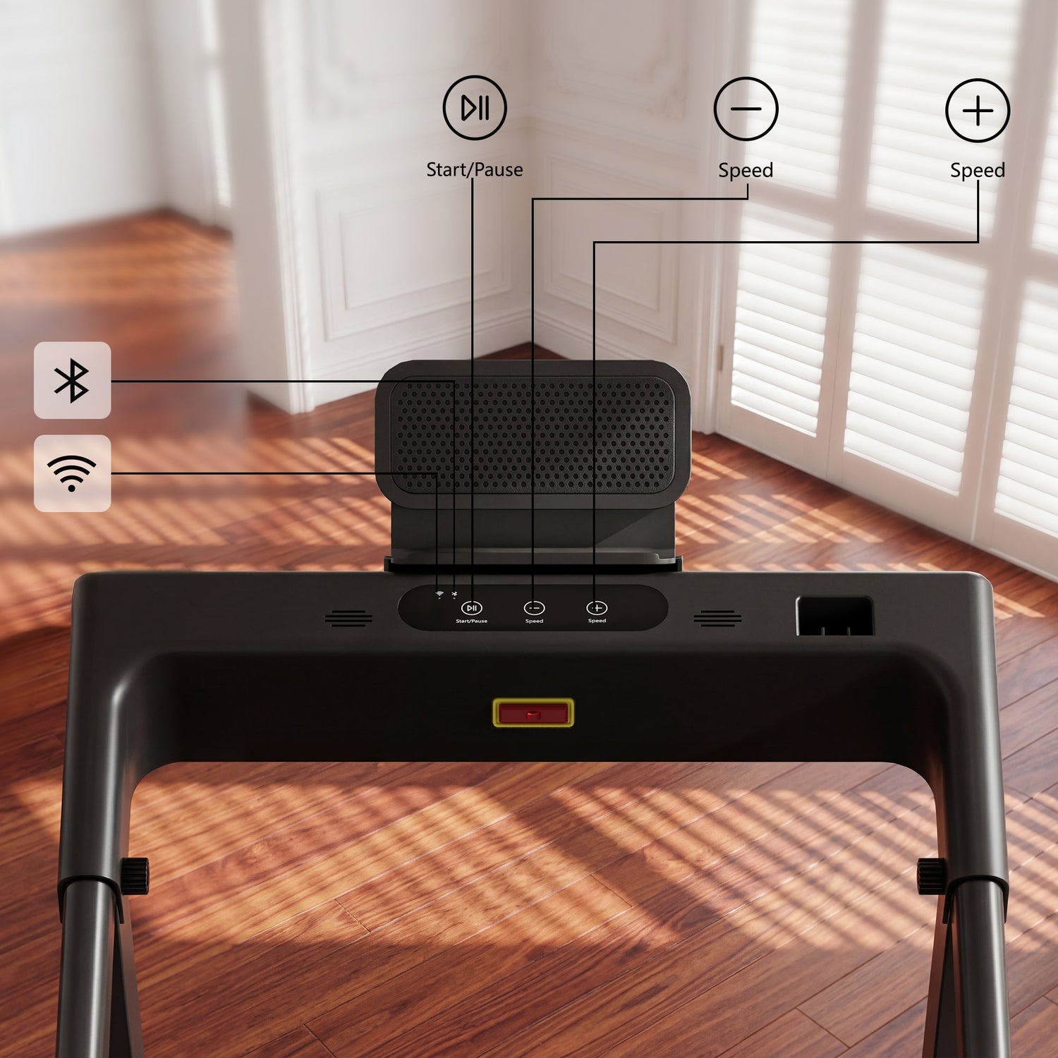 DeerRun All-New 2026 A1 Pro Move+ Smart Foldable Treadmill with 6% Incline &amp; NFC | 350 lbs, 10 mph, Black