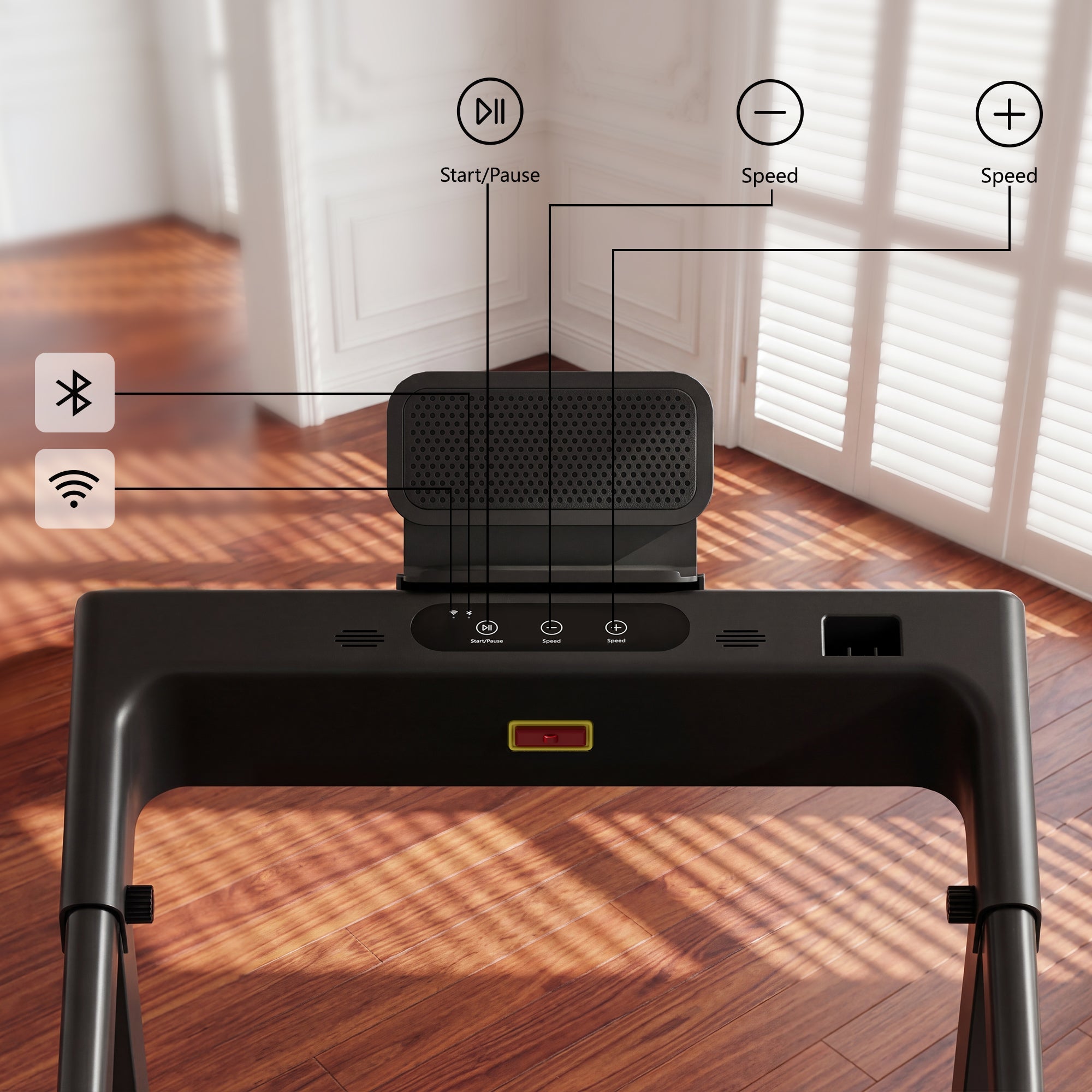DeerRun All-New 2026 A1 Pro Move+ Smart Foldable Treadmill with 6% Incline &amp; NFC | 350 lbs, 10 mph, Black
