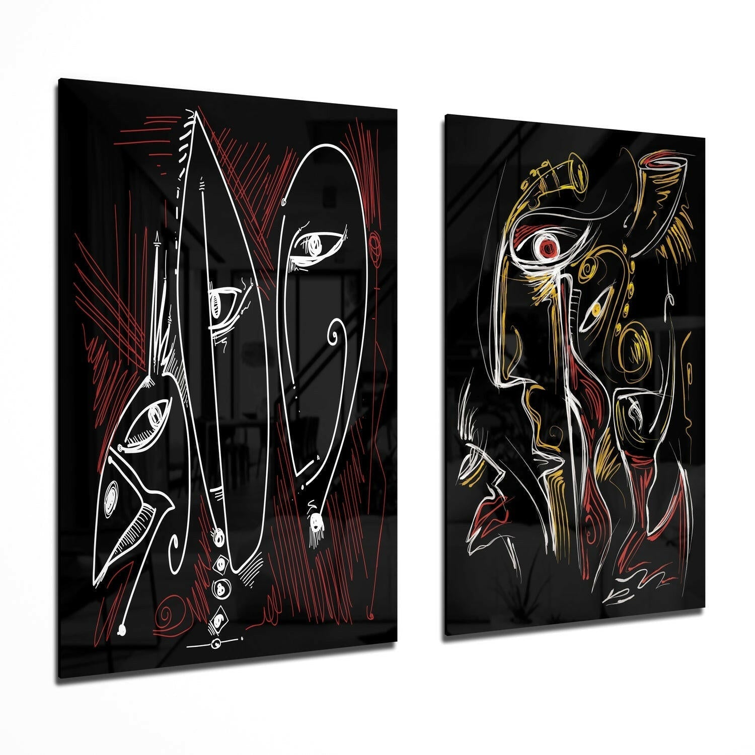 The Style of Cubism 2 Pieces Combine Glass Wall Art