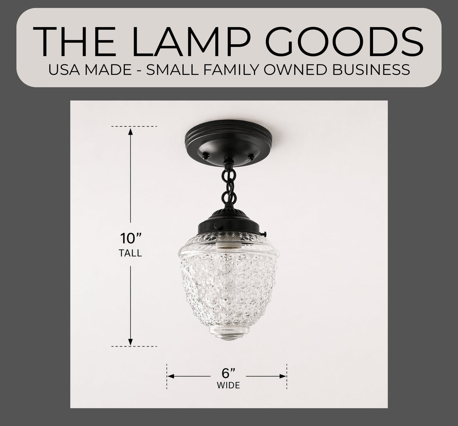 Antique Acorn Glass Ceiling Light with Chain | 6″