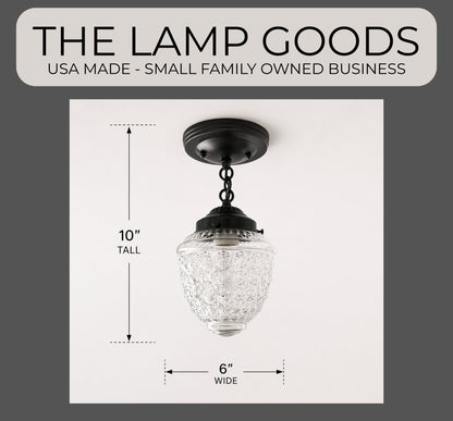 Antique Acorn Glass Ceiling Light with Chain | 6″