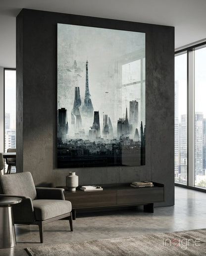 Old City Silhouette Glass Art  || Designer Collection