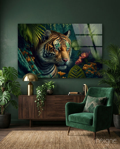 Trap Behind Flowers Glass Wall Art  || Designer Collection