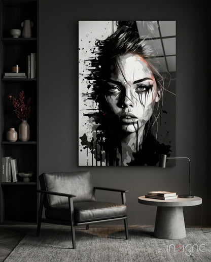 Scribbled Beauty Glass Wall Art  || Designer Collection