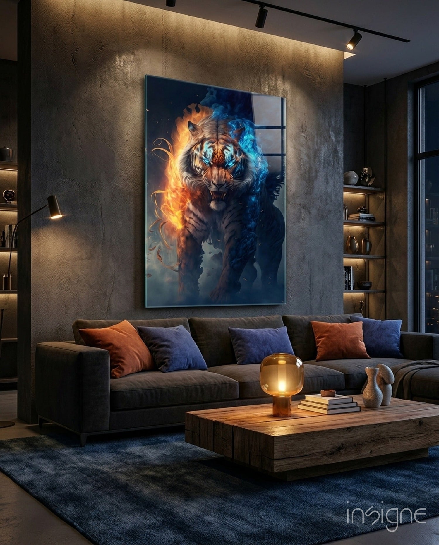 Flaming Nobility Glass Wall Art  || Designer Collection