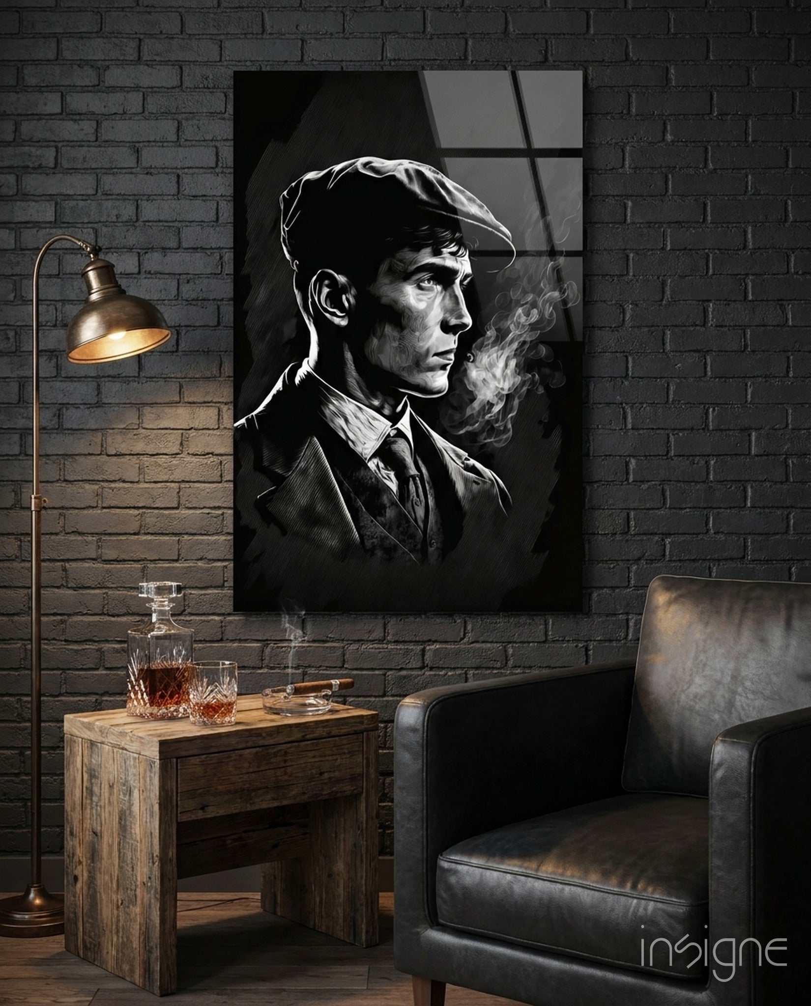 The Flat Cap Crime Boss Glass Wall Art || Designer Collection