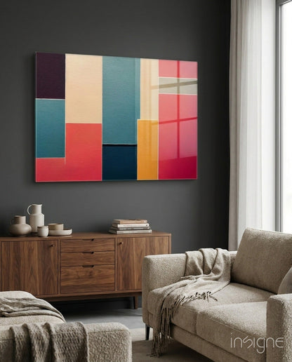 Rectangles  Glass Wall Art|| Designer&