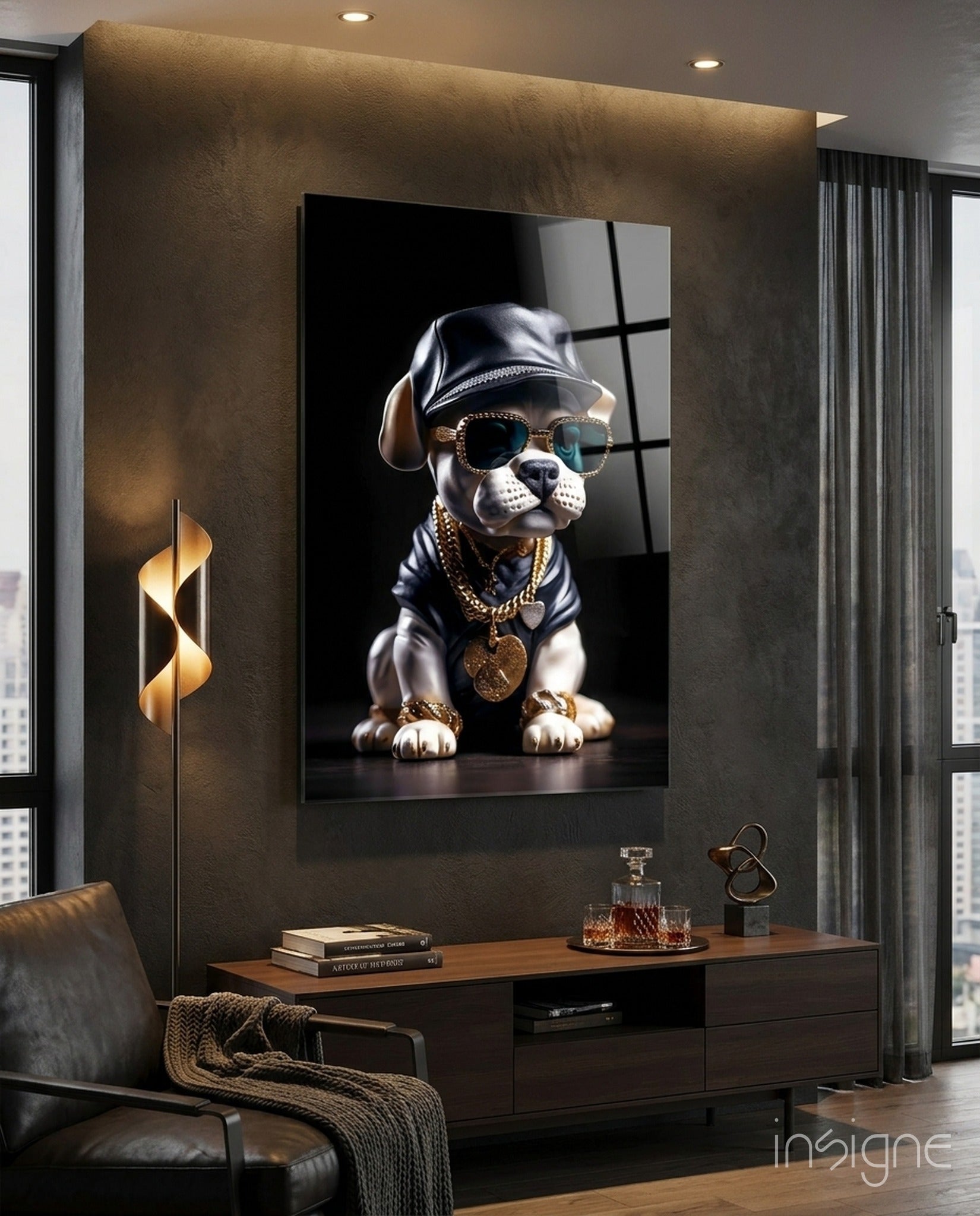 Puppy Vogue Glass Wall Art|| Designer&